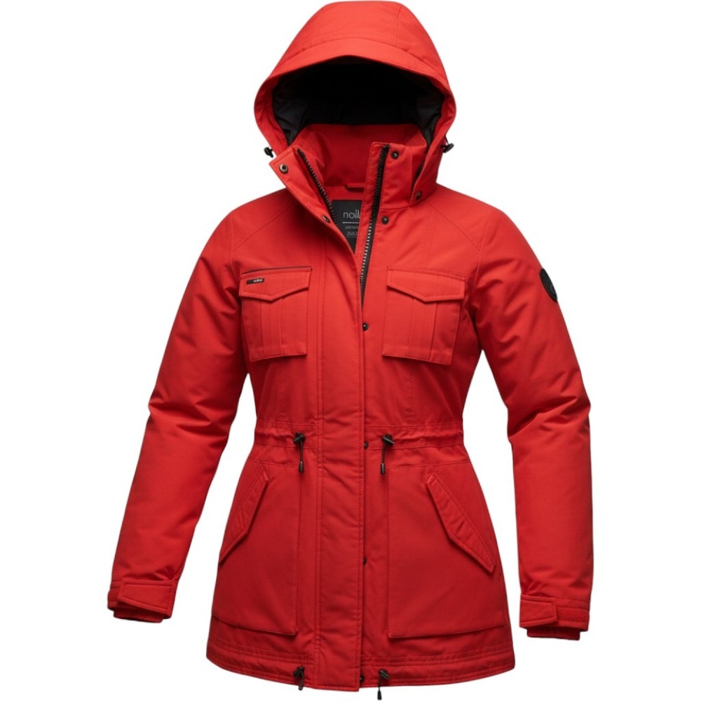 Nobis Harriet Ladies Raincoat Red Waterproof Hooded Technical Parka Jacket NEW